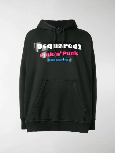 Shop Dsquared2 Oversized Hooded Sweatshirt In Black
