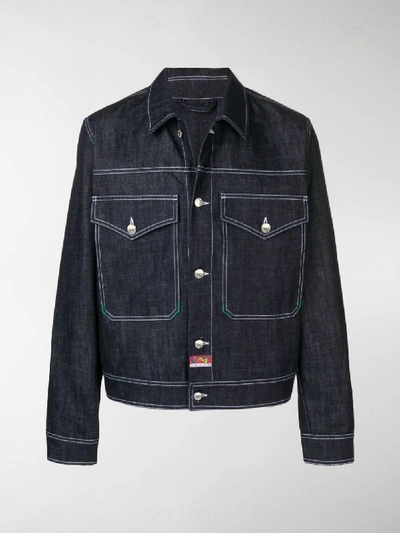 Shop Kenzo Flying Tiger Denim Jacket In Blue