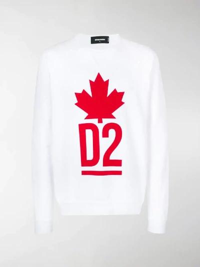 Shop Dsquared2 Maple Leaf Logo Sweatshirt In White