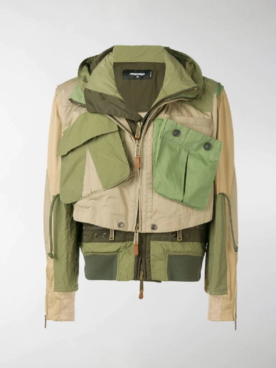 Shop Dsquared2 Layered Military Windbreaker Jacket In Green