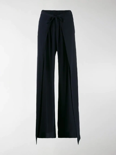 Shop Chloé Wrap-effect Trousers In Blue