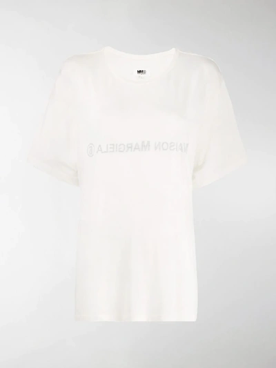 Shop Mm6 Maison Margiela Inside Out Logo T-shirt In White