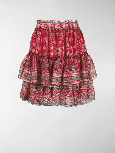 Shop Isabel Marant Ruffle Tiered Skirt In Red