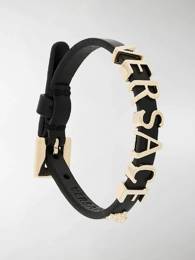Shop Versace Logo Bracelet In Black
