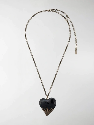 Shop Saint Laurent Heart Pendant Necklace In Gold