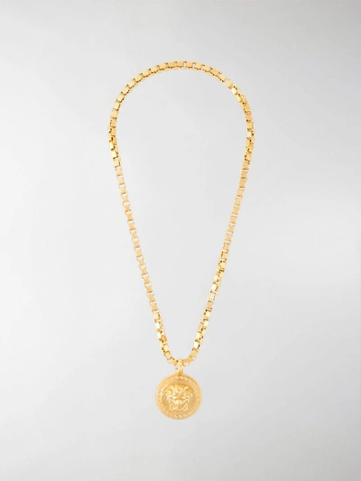 Shop Versace Medusa Pendant Necklace In Metallic