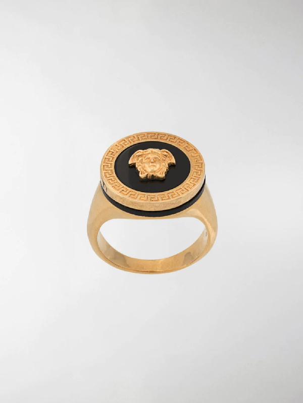 Versace Greek Motif & Medusa Pinky Ring In Gold | ModeSens