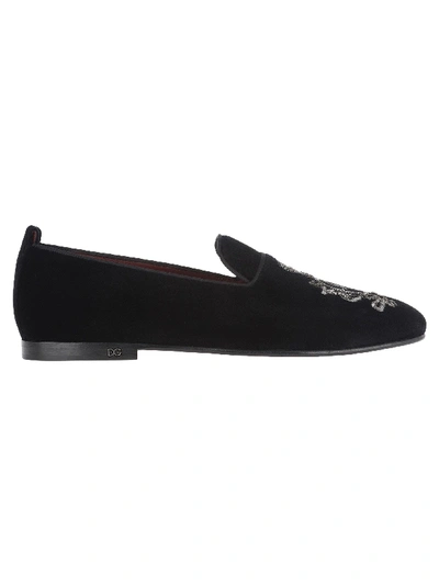 Shop Dolce & Gabbana Vaticano Loafers In Black + Silver