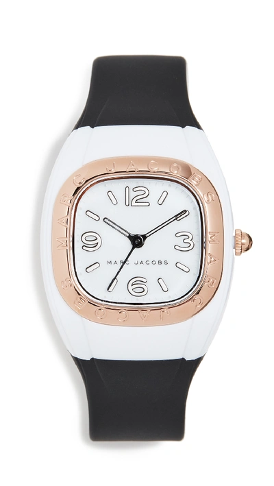 Shop Marc Jacobs New Platform Watch, 36mm In Black/white
