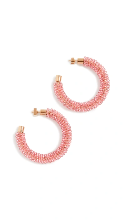 Shop Jacquemus Les Creoles Brila Swarovski Crystal Earrings In Light Pink