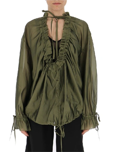 Shop Dsquared2 Ruched Blouse In Green