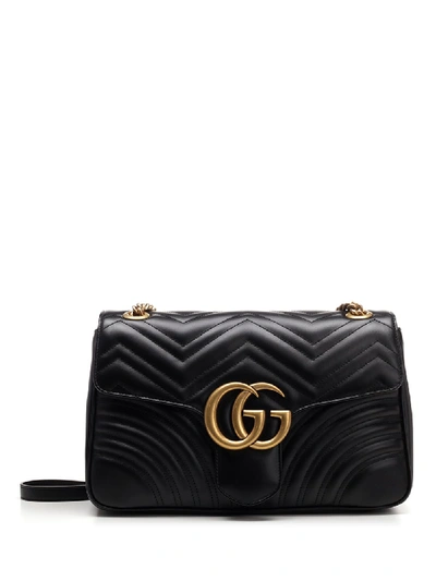 Shop Gucci Gg Marmont Matelassé Shoulder Bag In Black