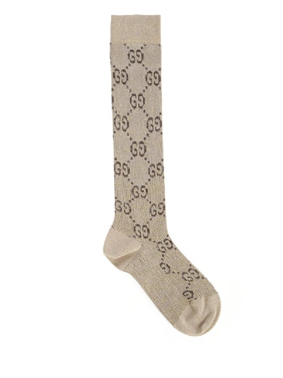 Shop Gucci Gg Signature Socks In Beige