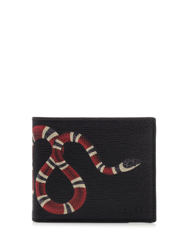 Gucci Kingsnake Print Wallet In Black | ModeSens