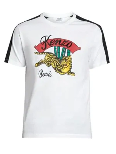 Shop Kenzo Slim-fit Bamboo Tiger Cotton Tee In White