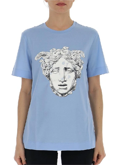 Shop Versace Medusa Print T In Blue