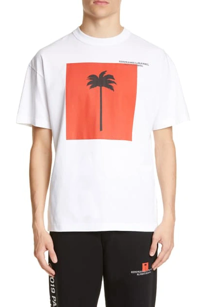 Shop Palm Angels Big Palm Graphic T-shirt In White Multicolor