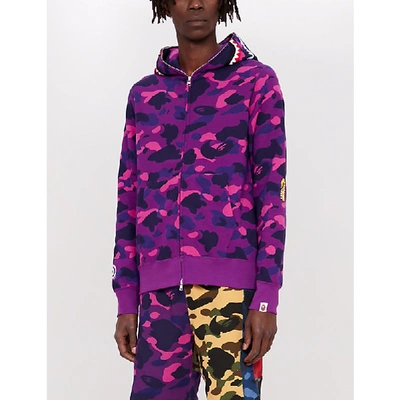 Shop A Bathing Ape Camouflage-print Cotton Hoody In Purple