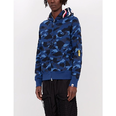 Shop A Bathing Ape Camouflage-print Cotton Hoody In Navy