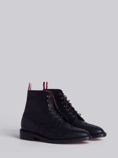 Shop Thom Browne Wingtip Boot In Black Pebble Grain