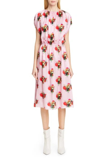 Shop Adam Lippes Floral Print Silk Dress In Pink Floral