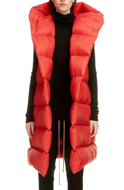 Shop Rick Owens Oversized Down Puffer Vest In Red