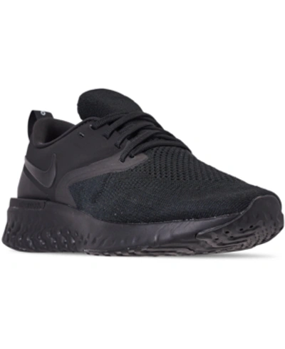 Shop Nike Men's Odyssey React Flyknit 2 Running Sneakers From Finish Line In Black/black-white