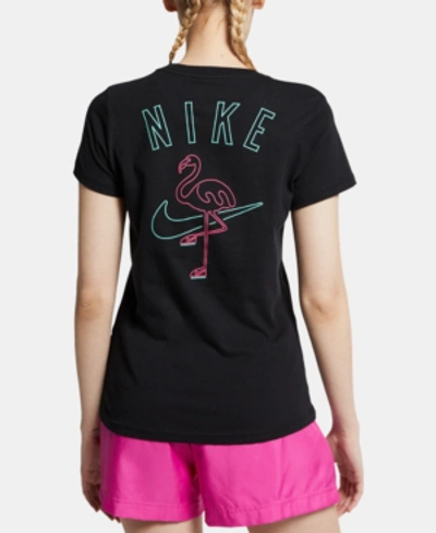 Shop Nike Sportswear Cotton Graphic T-shirt In Black/cybe