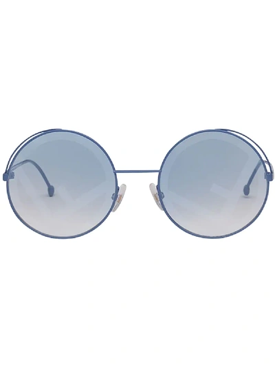 Shop Fendi Eyewear Rama Round Frame Sunglasses - Blue