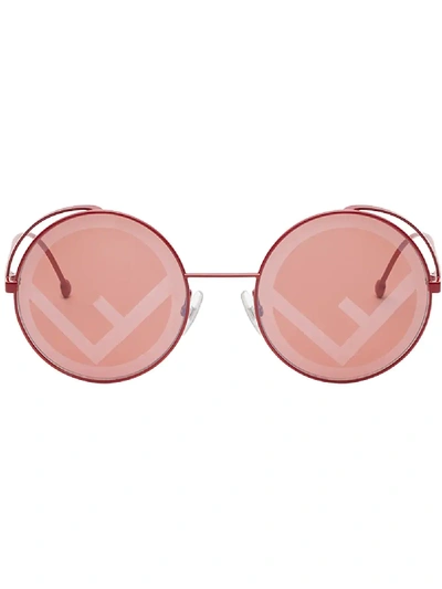 Shop Fendi Eyewear Rama Round Frame Sunglasses - Pink