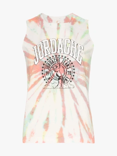 Shop Jordache White Tie-dye Logo Tank Top In Tidy