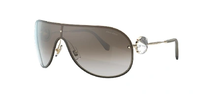 Shop Miu Miu Woman Sunglasses Mu 67us Core Collection In Gradient Grey Mirror Silver