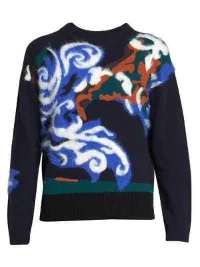 Shop Kenzo World Textured Sweater In Navy Blue