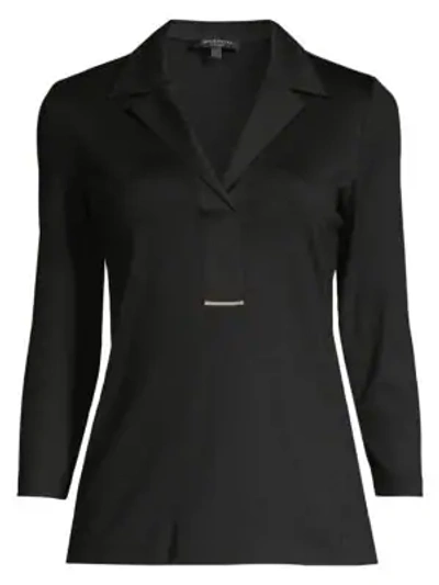 Shop Lafayette 148 Magda Notch Collar Top In Black