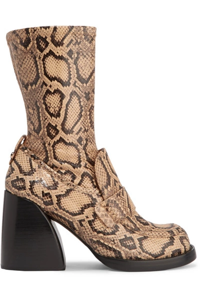Shop Chloé Adelie Python-effect Leather Ankle Boots In Snake Print