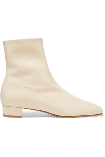 Shop By Far Este Leather Ankle Boots In White