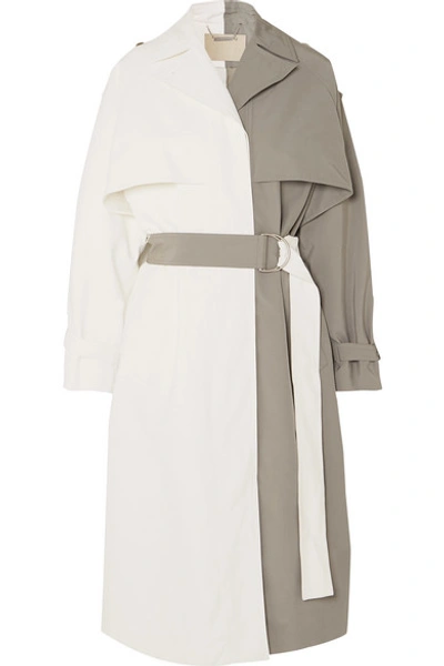 Shop Givenchy Two-tone Linen And Cotton-blend Trench Coat In White