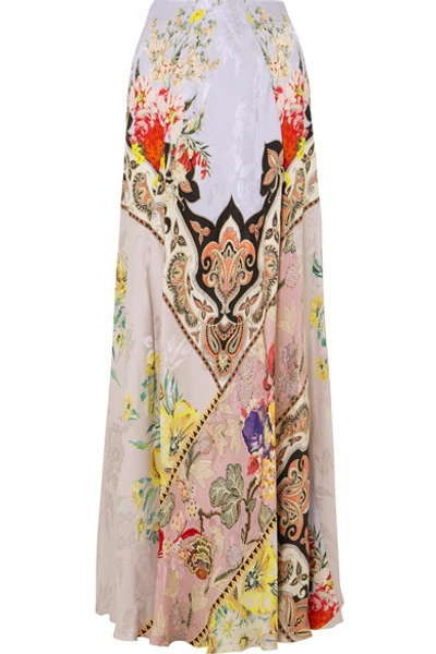 Shop Etro Printed Crepe-jacquard Maxi Skirt In Lilac