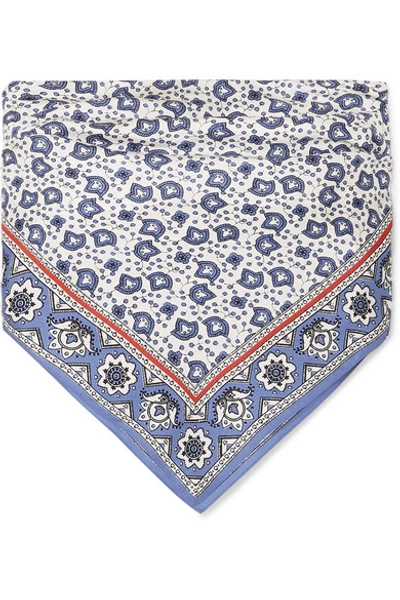 Shop Chloé Printed Silk-twill Bandeau Top In Blue