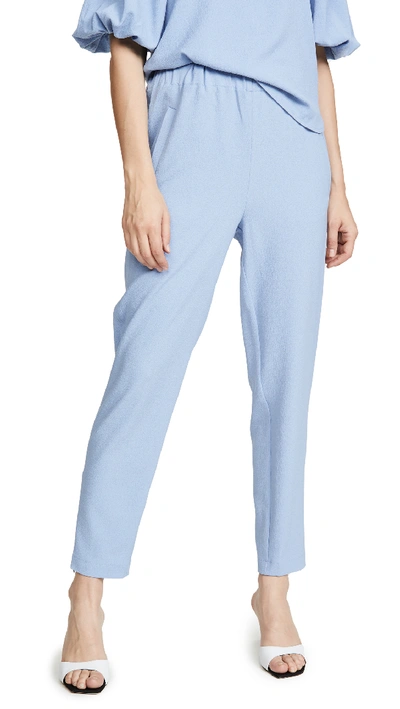 Light Blue Heavy Crepe Pants by GANNI for $30