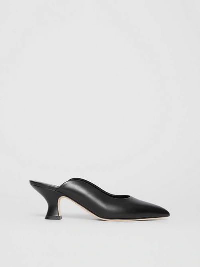 Shop Burberry Leather Point-toe Mules In Black