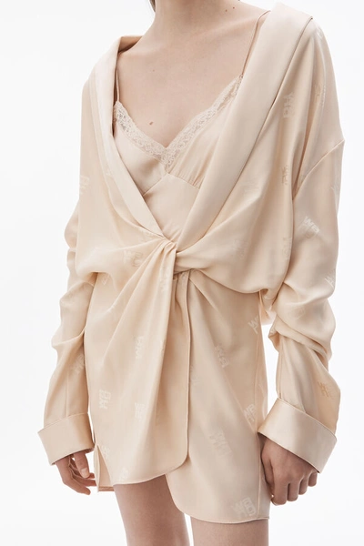 Shop Alexander Wang Draped Pajama Romper In Peach