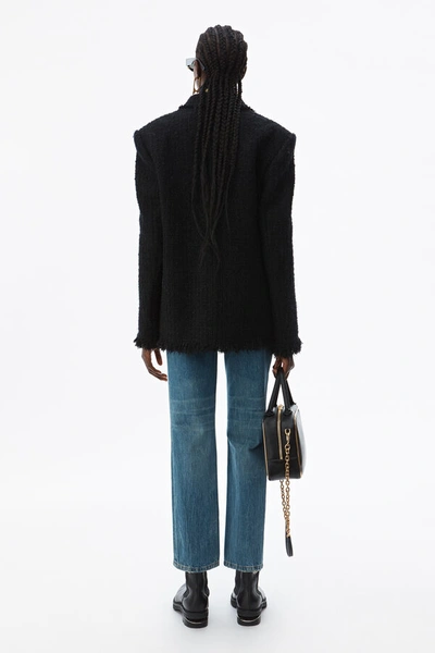 Shop Alexander Wang Frayed Tweed Blazer In Black