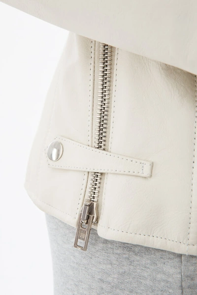Shop Alexander Wang Martingale Leather Jacket In Ivory