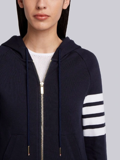 Shop Thom Browne Navy Loopback Jersey Knit Engineered 4-bar Stripe Classic Hoodie In Blue
