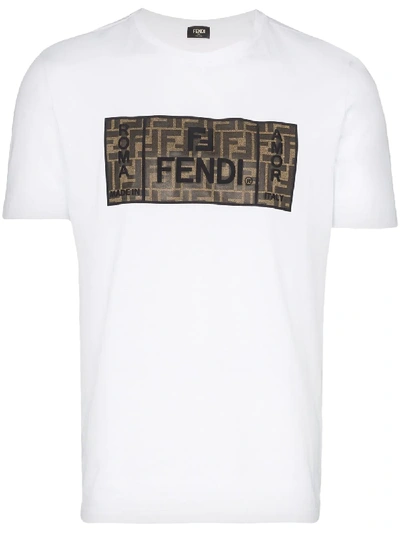 Shop Fendi Ff Motif Panel T-shirt In F0znm White