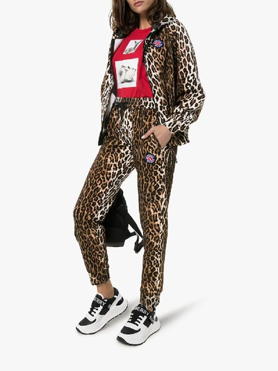 Shop Versace Leopard Print Hoodie In Brown