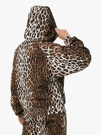 Shop Versace Leopard Print Hoodie In Brown