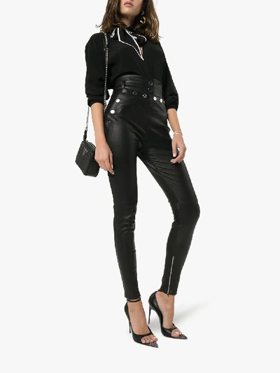 Shop Skiim Black Natalie Button Leather Trousers