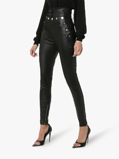 Shop Skiim Black Natalie Button Leather Trousers